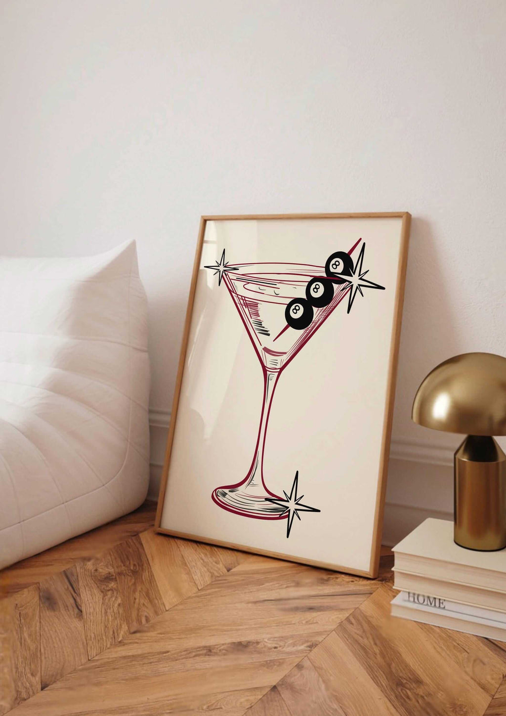 8 Ball Martini Glass Print print in Size: A6 – Physical Print by Printro