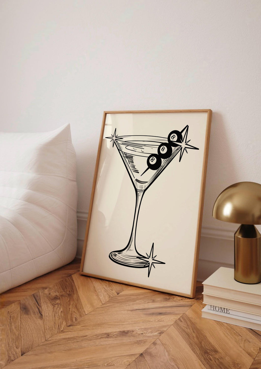 8 Ball Martini Glass Print print in Size: A6 – Physical Print by Printro