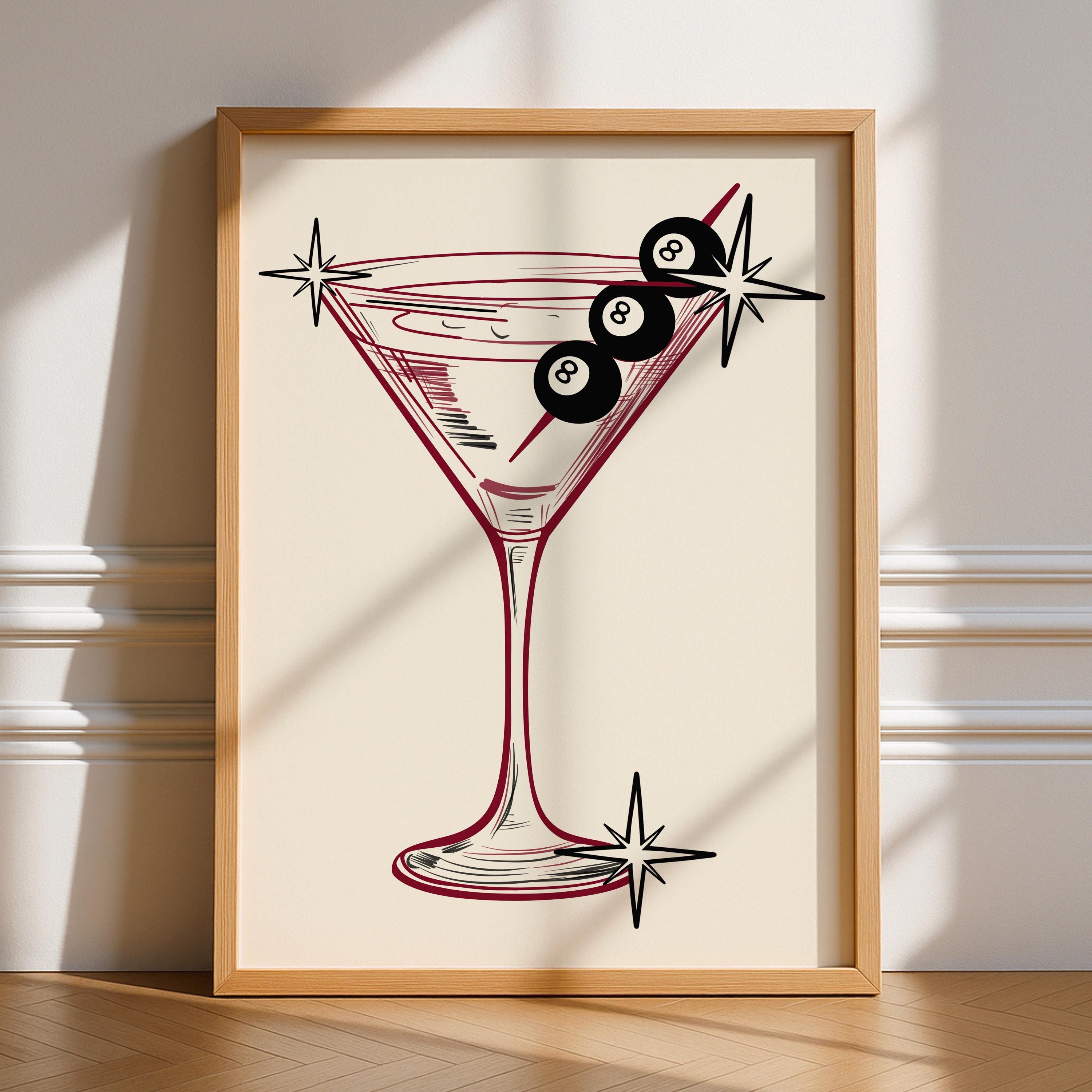 8 Ball Martini Glass Print print in Size: A6 – Physical Print by Printro