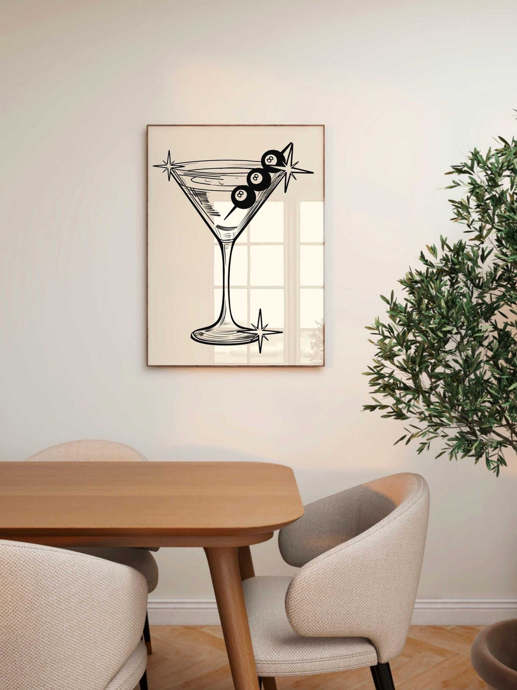 8 Ball Martini Glass Print print in Size: A6 – Physical Print by Printro